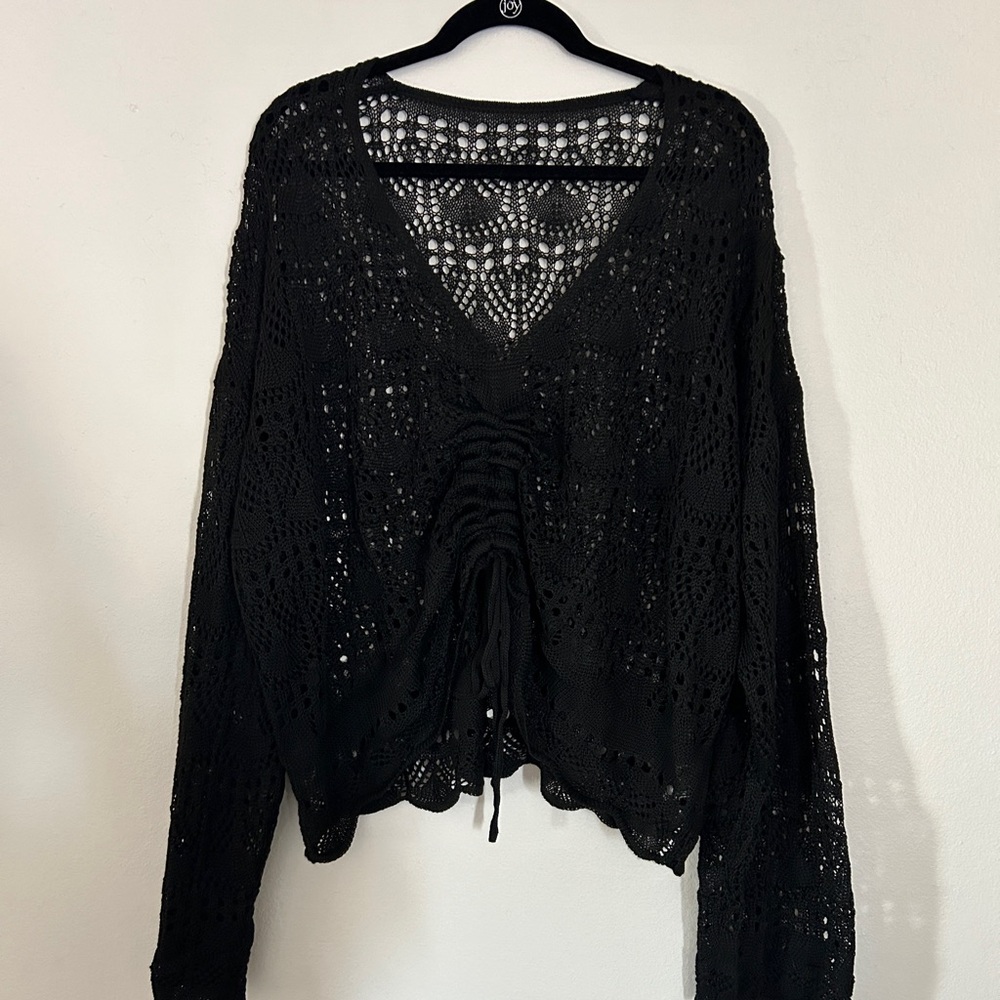 Long sleeve crochet knit sweater